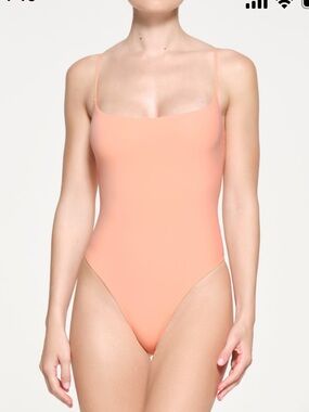 SKIMS Peach Square-Neck Bodysuit